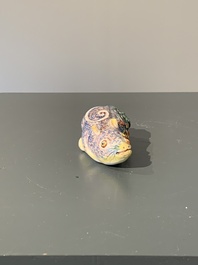 A polychrome Dutch Delft model of a squirrel, 18th C.