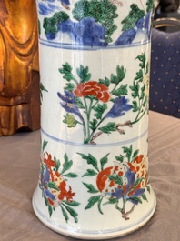 A Chinese wucai 'gu' vase with narrative design, Transitional period
