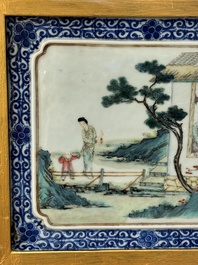 Eight Chinese famille rose 'rice and silk production' plaques, Republic