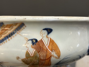 A Chinese Imari-style 'Parasol Ladies' tureen and stand after Cornelis Pronk, Qianlong, ca. 1740