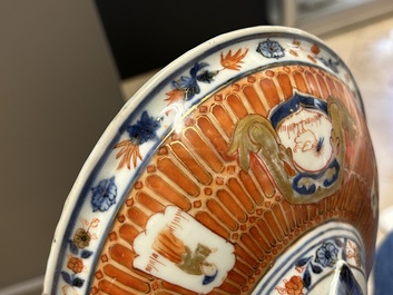 A Chinese Imari-style 'Parasol Ladies' tureen and stand after Cornelis Pronk, Qianlong, ca. 1740