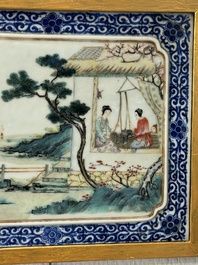 Eight Chinese famille rose 'rice and silk production' plaques, Republic