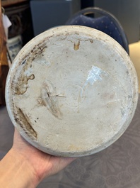 A Chinese wucai 'gu' vase with narrative design, Transitional period
