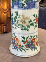A Chinese wucai 'gu' vase with narrative design, Transitional period