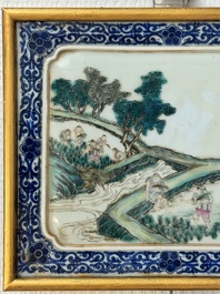 Eight Chinese famille rose 'rice and silk production' plaques, Republic
