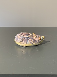 A polychrome Dutch Delft model of a squirrel, 18th C.
