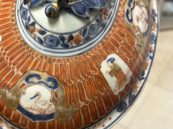 A Chinese Imari-style 'Parasol Ladies' tureen and stand after Cornelis Pronk, Qianlong, ca. 1740