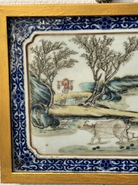 Eight Chinese famille rose 'rice and silk production' plaques, Republic