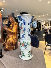 A Chinese wucai 'gu' vase with narrative design, Transitional period
