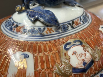 A Chinese Imari-style 'Parasol Ladies' tureen and stand after Cornelis Pronk, Qianlong, ca. 1740