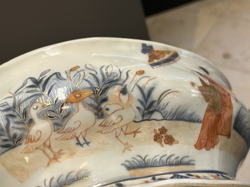 A Chinese Imari-style 'Parasol Ladies' tureen and stand after Cornelis Pronk, Qianlong, ca. 1740