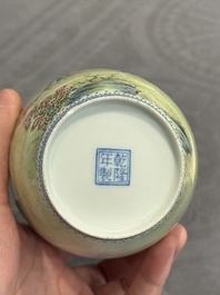 A Chinese famille rose vase, Qianlong and Shinian 世寧 mark, 20th C., and a qianjiang cai vase, signed Ren Huanzhang 任煥章, dated 1942