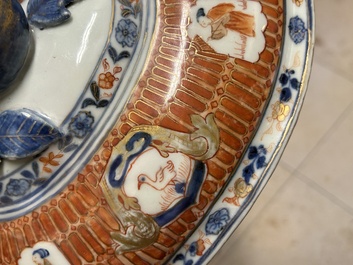 A Chinese Imari-style 'Parasol Ladies' tureen and stand after Cornelis Pronk, Qianlong, ca. 1740