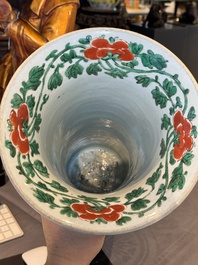 A Chinese wucai 'gu' vase with narrative design, Transitional period
