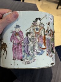 A Chinese famille rose 'Eight Immortals' brush pot, 19th C.