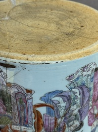 A Chinese famille rose 'Eight Immortals' brush pot, 19th C.