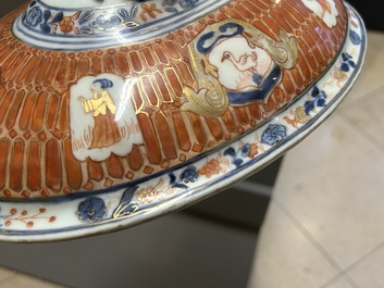 A Chinese Imari-style 'Parasol Ladies' tureen and stand after Cornelis Pronk, Qianlong, ca. 1740