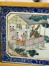 Eight Chinese famille rose 'rice and silk production' plaques, Republic