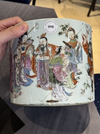 A Chinese famille rose 'Eight Immortals' brush pot, 19th C.