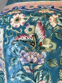 A pair of Chinese Canton enamel vases with narrative design, 19th C.