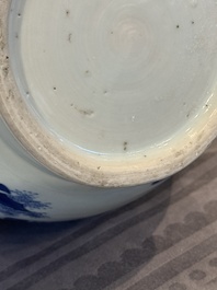 A Chinese blue and white vase with narrative design, Transitional period