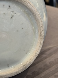 A Chinese blue and white vase with narrative design, Transitional period