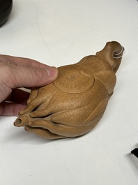 Four Chinese Yixing stoneware teapots, Fan Dasheng 范大生 seal mark, 19/20th C.
