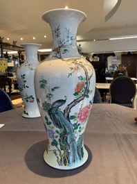 A pair of Chinese famille rose 'birds among flowering branches' vases, Republic