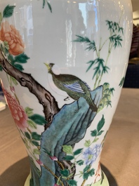 A pair of Chinese famille rose 'birds among flowering branches' vases, Republic