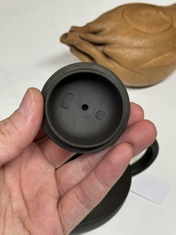 Four Chinese Yixing stoneware teapots, Fan Dasheng 范大生 seal mark, 19/20th C.