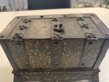 A polychrome wrought-iron casket, South Germany, Nuremberg, 17th C.