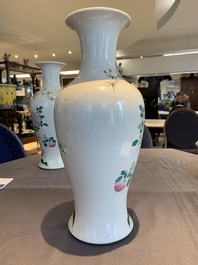 A pair of Chinese famille rose 'birds among flowering branches' vases, Republic