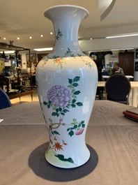 A pair of Chinese famille rose 'birds among flowering branches' vases, Republic