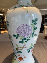 A pair of Chinese famille rose 'birds among flowering branches' vases, Republic