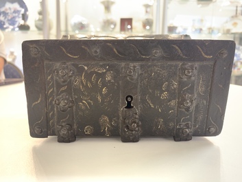 A polychrome wrought-iron casket, South Germany, Nuremberg, 17th C.