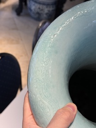 A pair of large Chinese famille rose turquoise-ground 'lotus scroll' vases, Guangxu mark and of the period