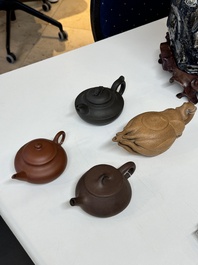 Four Chinese Yixing stoneware teapots, Fan Dasheng 范大生 seal mark, 19/20th C.