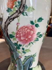 A pair of Chinese famille rose 'birds among flowering branches' vases, Republic