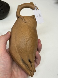 Four Chinese Yixing stoneware teapots, Fan Dasheng 范大生 seal mark, 19/20th C.