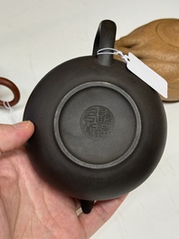 Four Chinese Yixing stoneware teapots, Fan Dasheng 范大生 seal mark, 19/20th C.