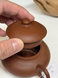 Four Chinese Yixing stoneware teapots, Fan Dasheng 范大生 seal mark, 19/20th C.