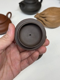 Four Chinese Yixing stoneware teapots, Fan Dasheng 范大生 seal mark, 19/20th C.