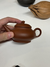 Four Chinese Yixing stoneware teapots, Fan Dasheng 范大生 seal mark, 19/20th C.