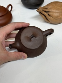 Four Chinese Yixing stoneware teapots, Fan Dasheng 范大生 seal mark, 19/20th C.