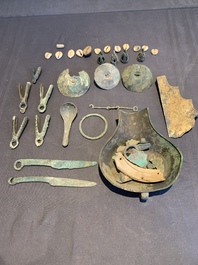 A study group of various Chinese bronze and other archaeological finds, Spring and Autumn/Warring States Period