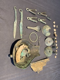 A study group of various Chinese bronze and other archaeological finds, Spring and Autumn/Warring States Period