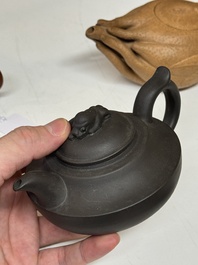 Four Chinese Yixing stoneware teapots, Fan Dasheng 范大生 seal mark, 19/20th C.