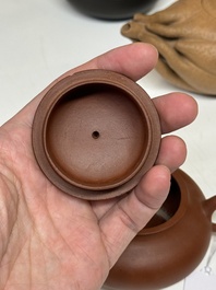 Four Chinese Yixing stoneware teapots, Fan Dasheng 范大生 seal mark, 19/20th C.