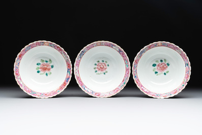 Six Chinese famille rose 'phoenix and peony' bowls and plates for the Straits or Peranakan market, Republic