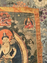 A Tibetan thangka depicting Padmapani, 19th C.